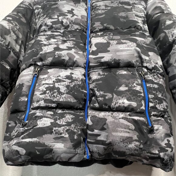 Zero xposur Boys XL Camo Heavy Puffer Jacket Fleece Hood Full Zip Black Gray - Picture 6 of 16